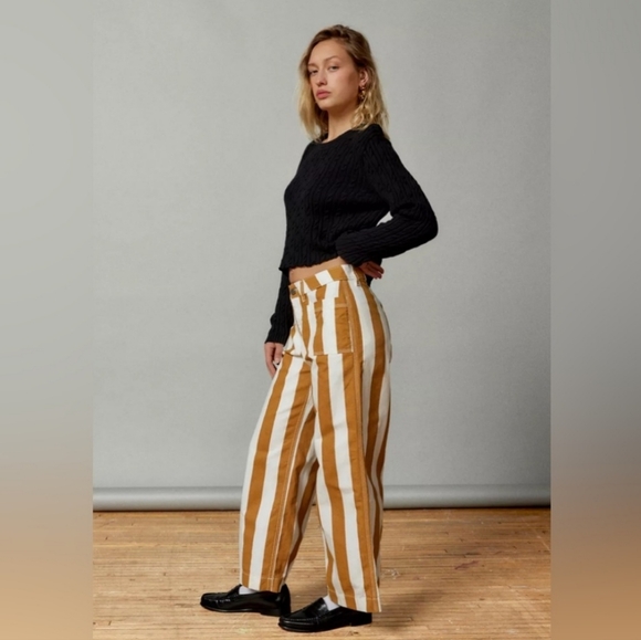 BDG Urban Outfitters UO Joey gold‎ white striped full leg pants size 31 - Picture 2 of 8